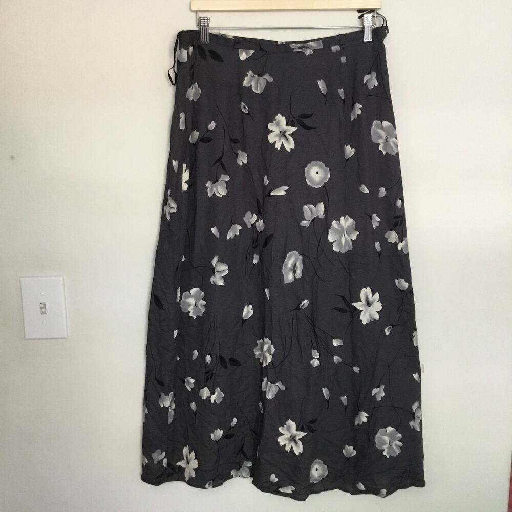 MIXIT VTG Dark Floral Maxi Skirt Orchid Y2K Whimsigoth Goth 90s Grunge Sz 16
